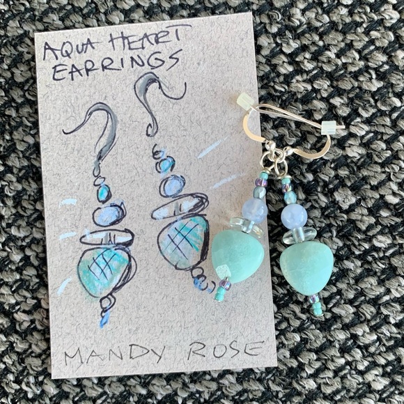 Holiday Glow Mint Amazonite Heart Earrings - Picture 7 of 12